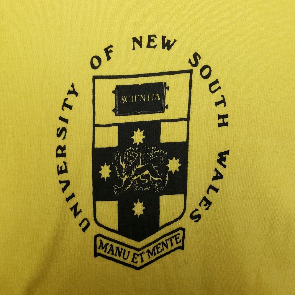 Vintage University Of South Wales Short Sleeve Tee Yellow Black Crest Blokecore